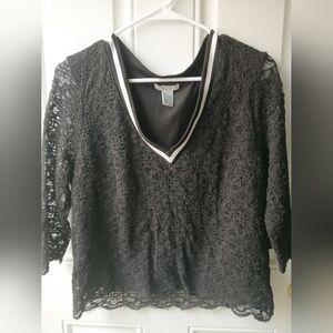 H&M Women’s Black Lace Blouse Large (Wears as small) Dressy Top